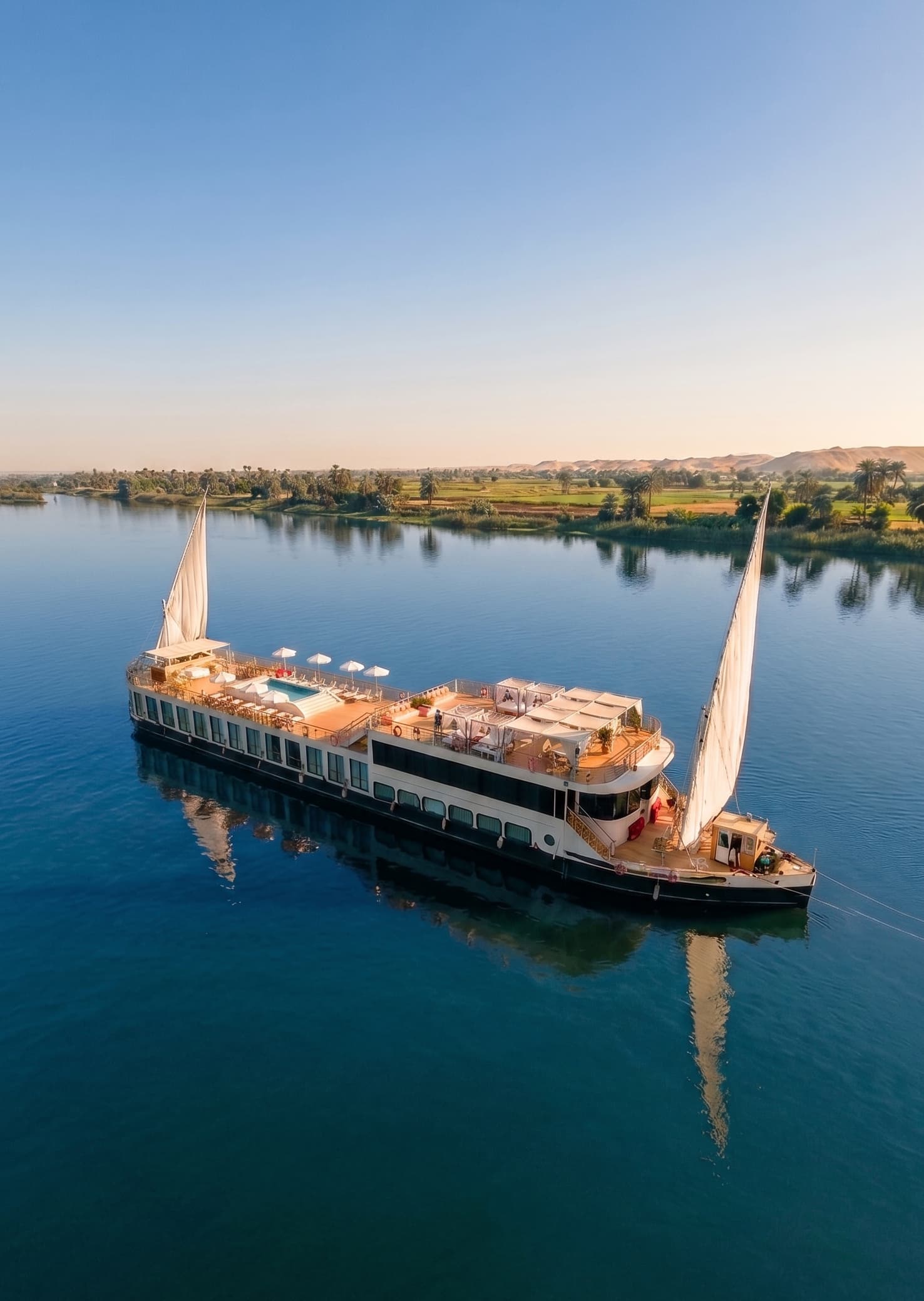 Nile Divine dahabiya sailing on the Nile